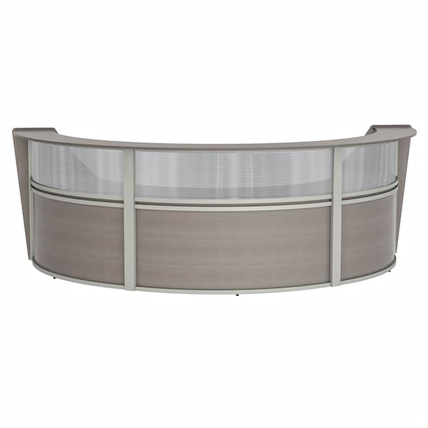 Linea Italia Curved Reception Desk 3 Units, Clear Panel, 143 inW x 71 inD, Ash ZUD317 - main